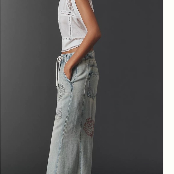 Anthropologie Light Blue Artistic Straight Leg Jeans - Picture 3 of 7